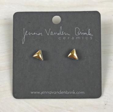 Earrings ~ Triangle 22k Gold Porcelain Studs