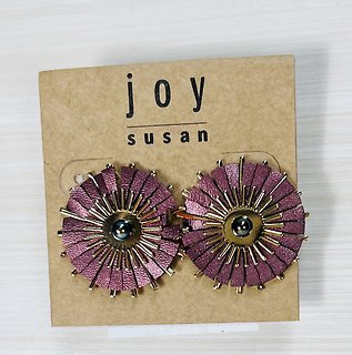 Joy Susan Purple Vegan Leather Disk Earrings