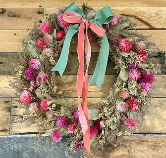 Peach & Pink Dried Wreath
