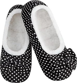 Snoozies Black Polka Dot Slippers