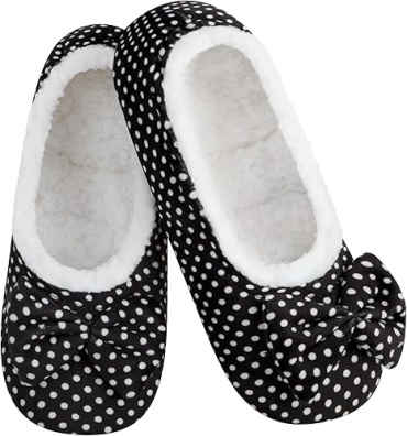 Snoozies Black Polka Dot Slippers