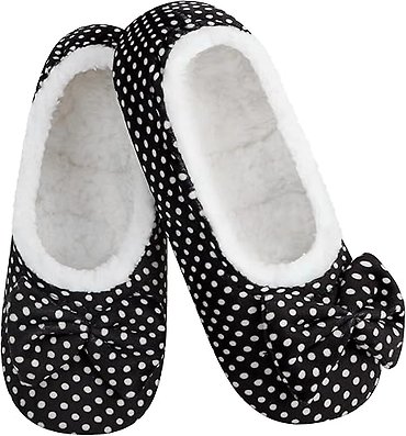 Snoozies Black Polka Dot Slippers
