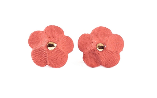 Earrings ~ Coral Flower Studs