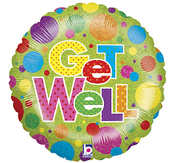 9\" Stick Balloon | Get Well Soon
