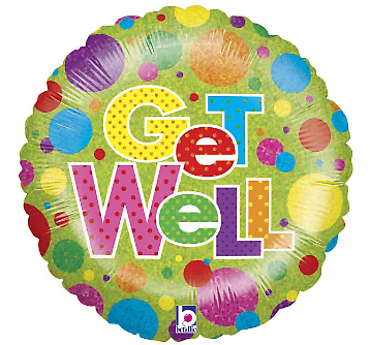 8\" Stick Balloon | Get Well Soon