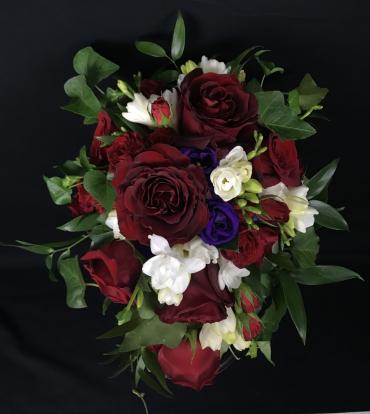 Romantic Reds Teardrop Bridal Bouquet