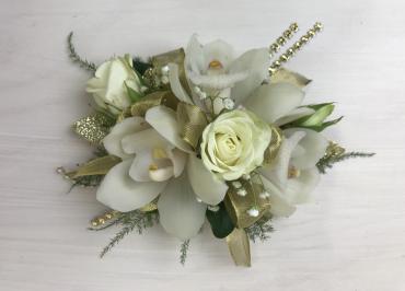 Golden Glam Orchid & Rose Corsage