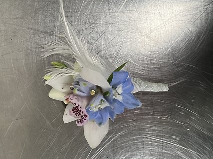 White Feather Boutonniere
