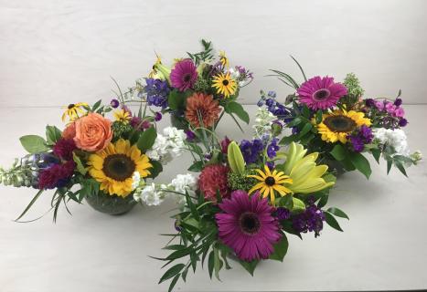 Colorful late-summer centerpieces