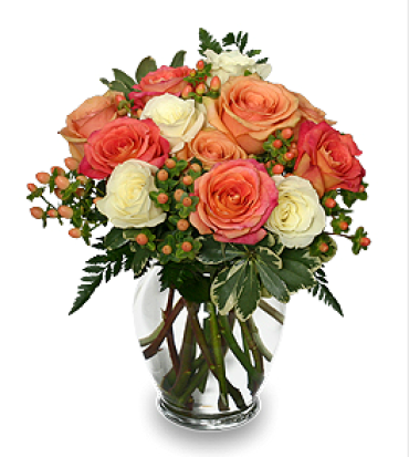 Peach & White Roses Bouquet