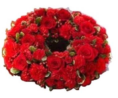 Red Memorial Urn Wreath