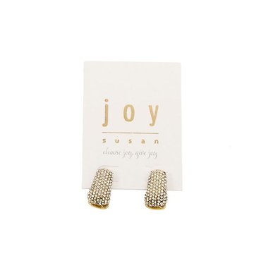 Joy Susan Gold Pave Trap Hinged Earrings