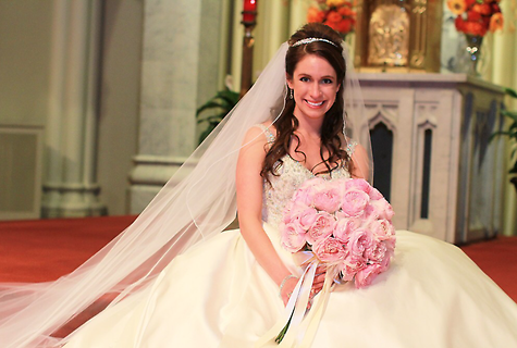 All-Pink Garden Rose Round Bridal Bouquet