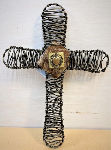 Cross | Wire With Heart - Large