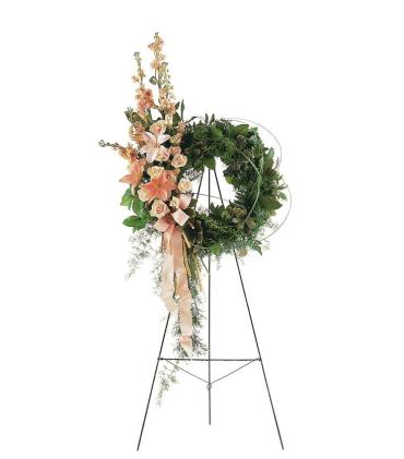 Peach Elegance Wreath Standing Spray