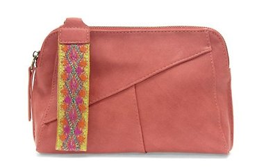 Wristlet/Crossbody Clutch | Bright Coral Woven Strap