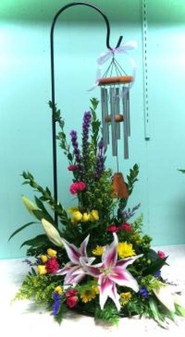 Wind Chime + Stand with Fresh Flowers