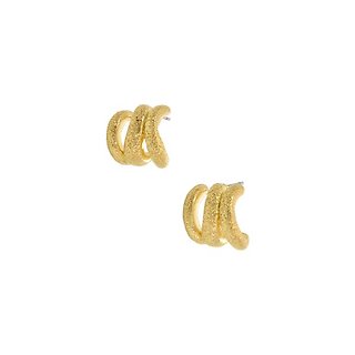 Joy Susan Gold Three Hoop Textured Stud Earrings