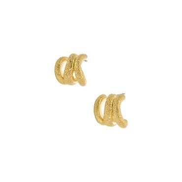Joy Susan Gold Three Hoop Textured Stud Earrings