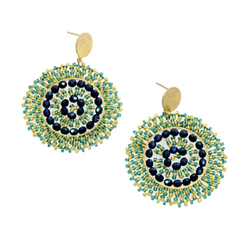 Joy Susan Blue Bead Disc Stud Earrings