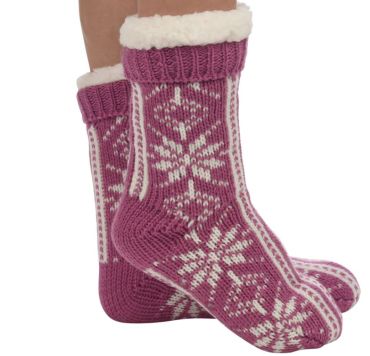Snoozies Snowflake Socks | Mauve