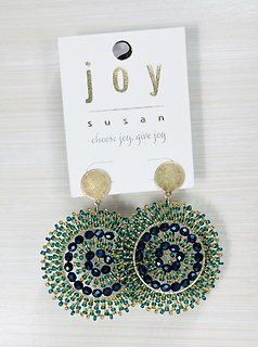 Joy Susan Blue Bead Disk Stud Earrings