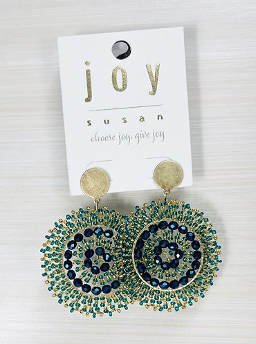 Joy Susan Blue Bead Disk Stud Earrings