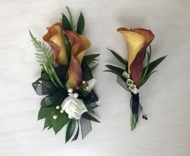 Mango Calla Corsage & Boutonniere