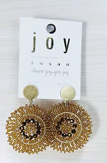 Joy Susan Brown Bead Disk Stud Earrings