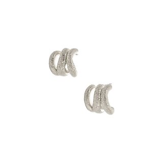 Joy Susan Silver Three Hoop Textured Stud Earrings