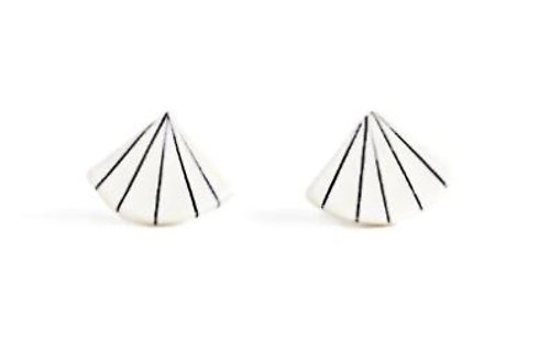 Earrings | Porcelain Pinstripe Fan Studs