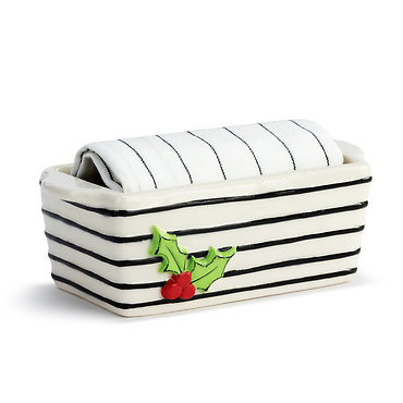 Mini Loaf Pan with Towel Set - Holly Berry