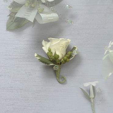 3. White Rose Boutonniere