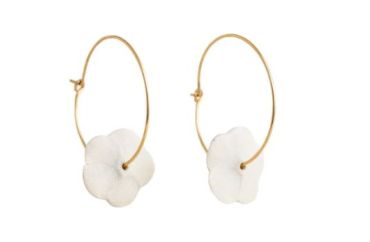Earrings | Flower Hoops - White