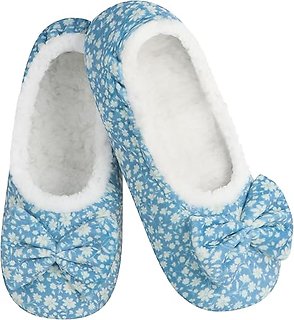 Snoozies Blue Flower Slipppers