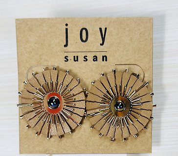 Joy Susan Brown Vegan Leather Disk Earrings
