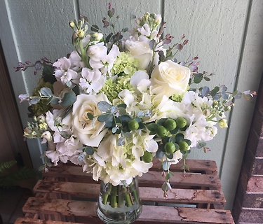 White Gathered Bridal Bouquet