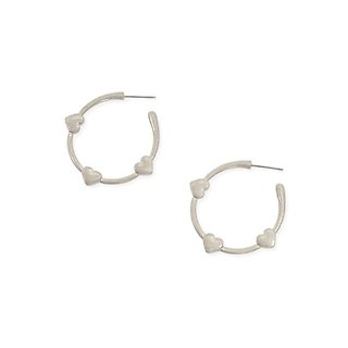 Joy Susan Silver Three Heart Hoop Earrings