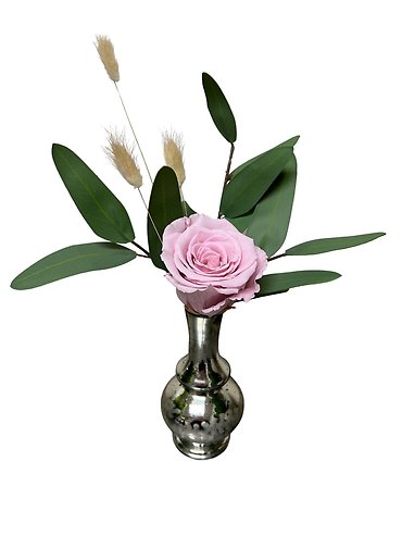 Everlasting Pink Rose Bud Vase