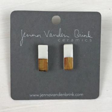 Earrings | Porcelain & 22k Gold Bar Studs