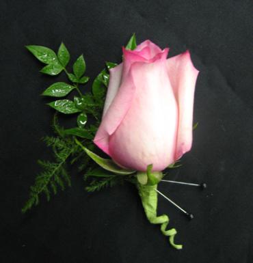 Single Pink Rose Boutonniere
