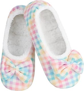 Snoozies Rainbow Gingham Slippers