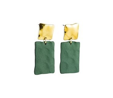 Earrings | Midi Link in Dark Green