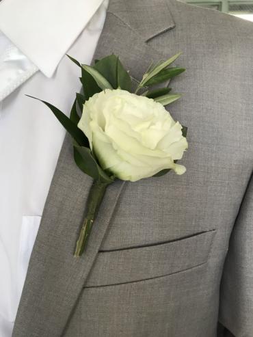 White Lisianthus Boutonniere