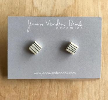Earrings | Porcelain Pinstripe-Square Studs