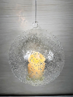 Glass Ball Ornament with Candle | Small