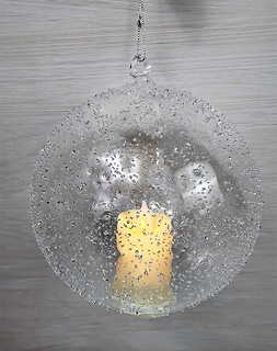 Glass Ball Ornament with Candle | Large