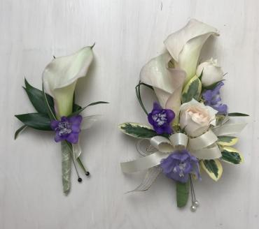 Lavender Blossoms Corsage & Boutonniere