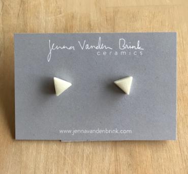 Earrings ~ White Triangle Porcelain Studs