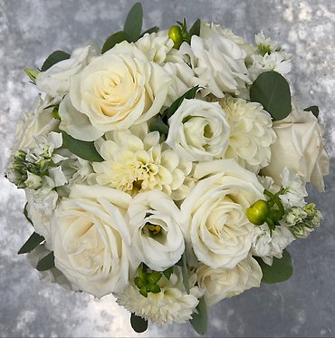 Compact White Flower Bridal Bouquet